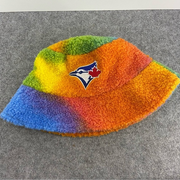 Toronto Blue Jays Rainbow Bucket Adult Tie Dye Hat Fluffy Terrycloth Texture - Picture 4 of 4